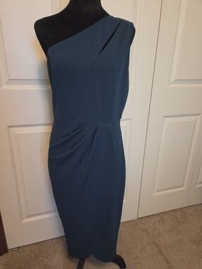One-Shoulder Teal Cocktail Dress Size M PRETTY GARDEN BRAND